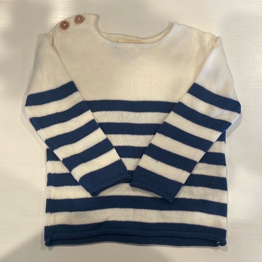 Louis & Louise Roll Neck Striped Sweater, 12mth